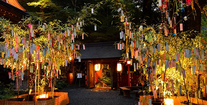 Tanabata bamboo decorations at Kifune Shrine