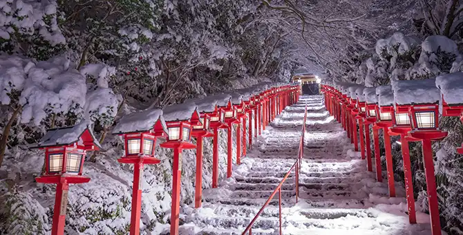 Kyoto covered in snow